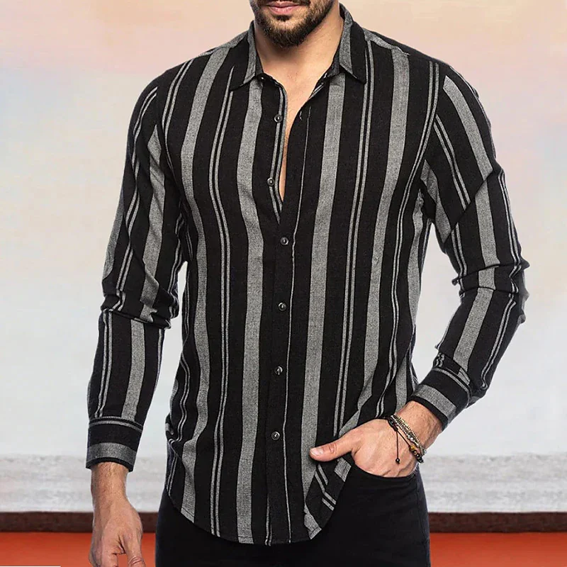 Top Trends: Men&#039;s Shirt Button Shirt Casual Shirt Black Red Coffee Color Long Sleeve Stripe Street Daily Clothing Fashionable Casual Comfort Shoppable Styles