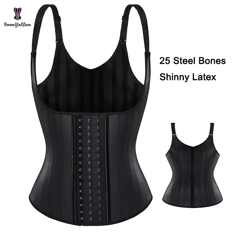 Top Trends: Black Ivory Women 3 Hooks And Eyes Adjustable Strap Leather Latex Waist Trainer Vest 25 Steel Bone Corset For Weight Loss Shoppable Styles