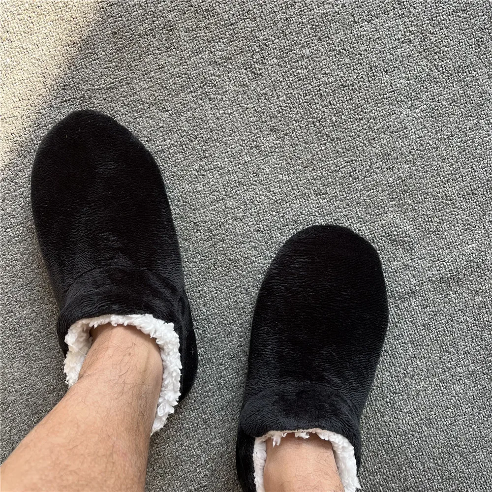 Top Trends: Mens Indoor Slippers House Home Winter Warm Plus Size Non Slip Plush Soft Slippers Comfy Fluffy Floor Male Casual Shoes Flat Shoppable Styles