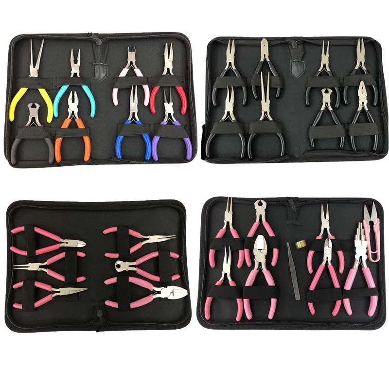 Top Trends: Multifunction Carbon Steel Jewelry Pliers Tool Kits Bag Round Bent Nose Beading Cutting Wire Pliers For Jewelry Making DIY Tool Shoppable Styles