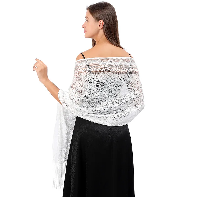 Top Trends: Elegant Women Solid Lace Evening Dress Shawl Sheer Hollow Bridal Bridesmaid Boleros Wraps Mesh Wedding Capes Party Shawls Shoppable Styles