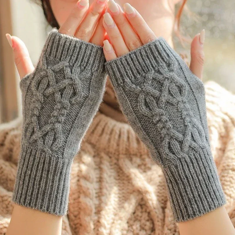 Top Trends: Women Winter Fingerless Gloves Warm Soft Wool Knitted Mittens Elegant Wrist Arm Hand Half Finger Elastic Short Gloves Guantes Shoppable Styles