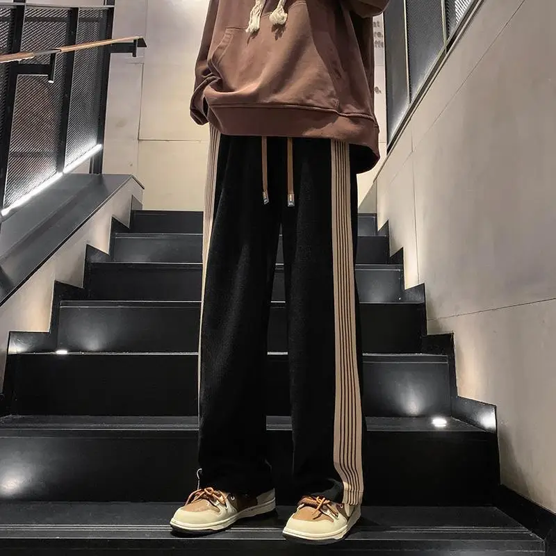 Top Trends: Street Fashion Trendautumn New Solid Side Stripe Straight Casual Pants Men's Pockets Drawstring Loose Versatile Sports Trousers Shoppable Styles