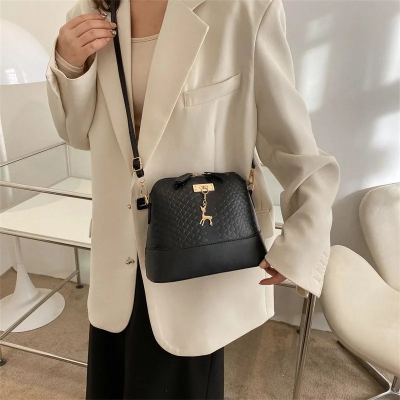 Top Trends: PU Leather Women Shoulder Bag Female Deer Toy Pendant Handbags Girl Small Crossbody Bag Fashion Shell Shape Messenger Bag Bolsos Shoppable Styles