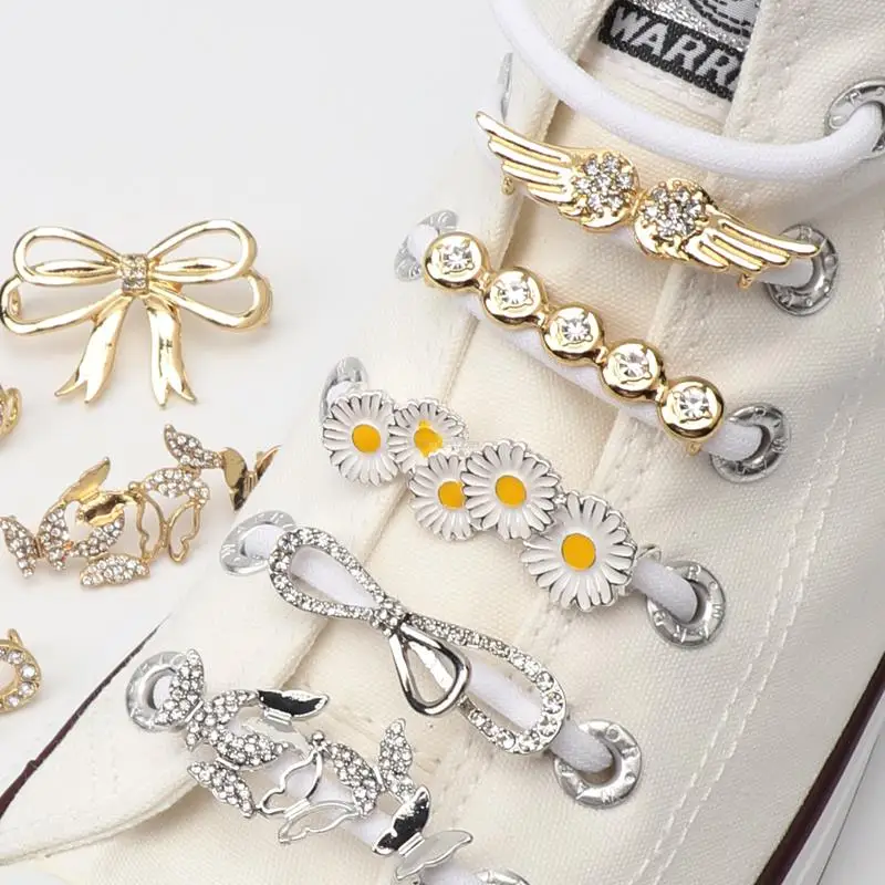 Top Trends: 1Pcs Fashion Metal Shoe Charms Rhinestone Sneaker Charms Girl Gift Shoe Decoration DIY Shoelaces Buckles Shoes Accesories Shoppable Styles