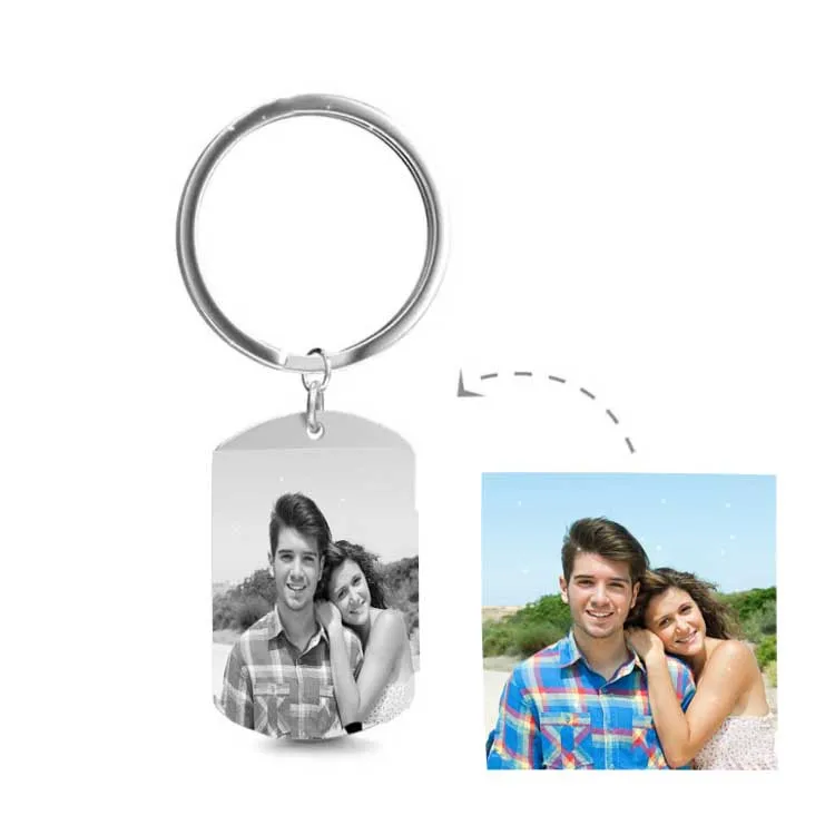 Top Trends: Customization Personalized Photo Keychain Stainless Steel Laser Engraving Customized Name Date Car Keyrings For Women DIY Gift Shoppable Styles