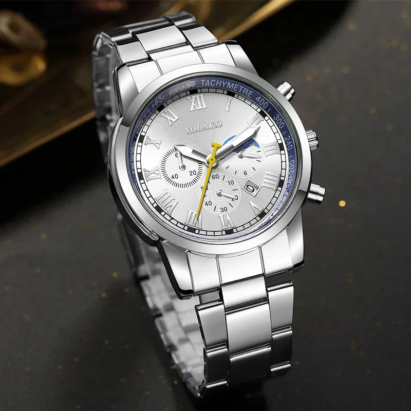 Top Trends: Man's Watch Explosive New Fashion Three-eye Calendar Stainless Steel Watch Shoppable Styles