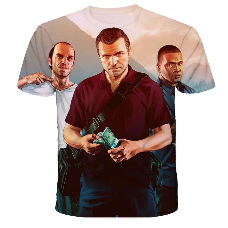 Top Trends: 2022 3D Printing Grand Theft Auto Game Gta 4 / 5 Printed T Shirts Short Sleeve Tshirt Children's Clothing Top T-shirt GTA5 Kids Shoppable Styles - Image 5