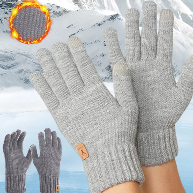 Top Trends: New Cashmere Gloves Winter Warm Five Finger Mittens Touchable Men Office Outdoors Cycling Motorcycle Cold-proof Fingering Glove Shoppable Styles