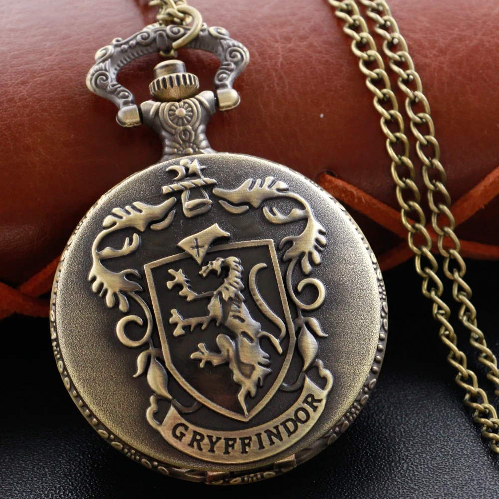 Top Trends: XH3017 Steampunk Vintage Lion Logo Embossed Quartz Pocket Watch Fashion Charm Fob Watch Necklace Pendant With Chain Gift Shoppable Styles