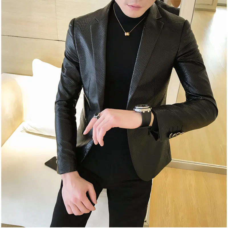 Top Trends: 2023 Brand Clothing Men's Spring Slim Casual Leather Jacket / Male Fashion High Quality Leather Blazers / Man Leisure Clothing 4XL Shoppable Styles - Image 3