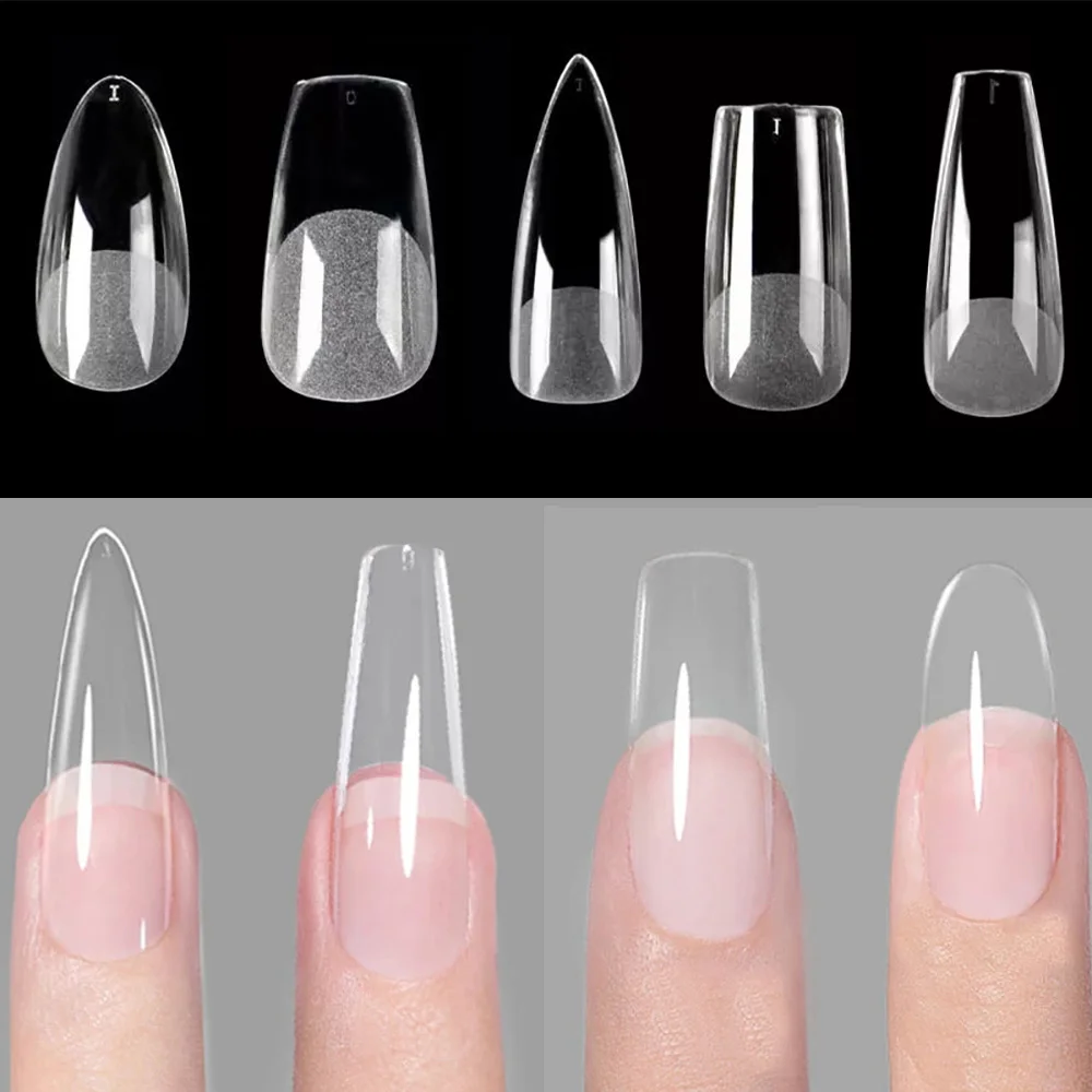 Top Trends: 120pcs / Bag Press On Nails Coffin Nail Tips Clear Full Cover Fake Nail Artificial Press On Long Ballerina Shoppable Styles