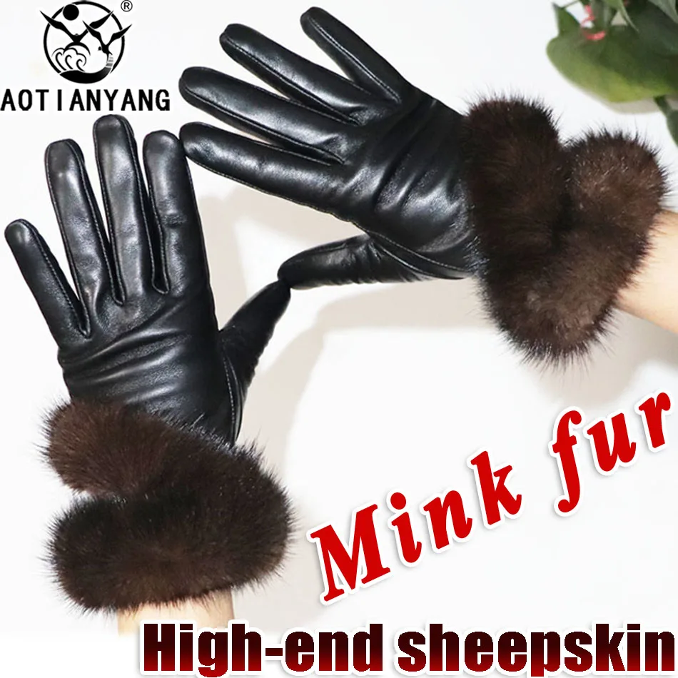 Top Trends: High-end Sheepskin Mink Gloves Leather Rex Rabbit Fur Gloves Women&#039;s Winter Driving Riding Touch Screen Gloves Genuine New 2023 Shoppable Styles