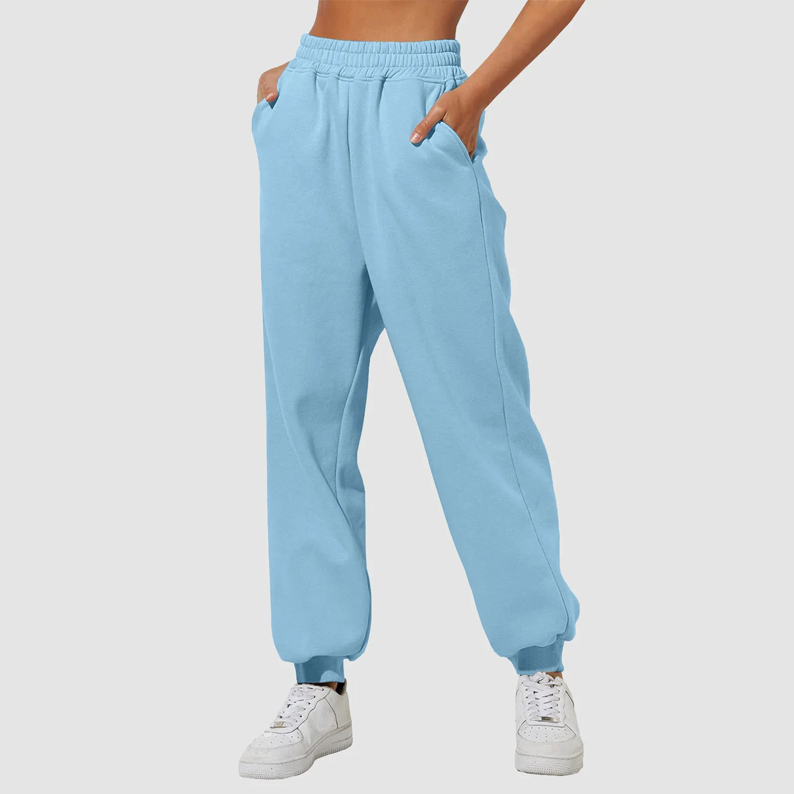 Top Trends: Autumn And Winter Women's Simple Casual Solid Color Loose Sports Pants Simple Fashion Elastic Waist Sweatpants With Pockets Shoppable Styles