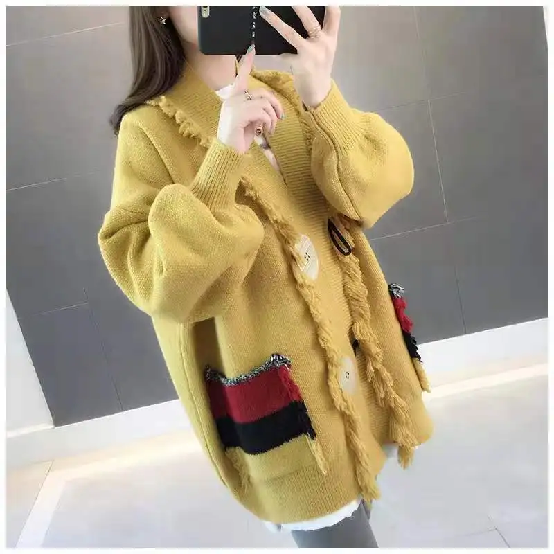 Top Trends: Spring And Autumn New 2023 Korean Fashion Cardigan Sweater Women's Loose Mid Length Slouchy Style Knitwear Coat Shoppable Styles - Image 6