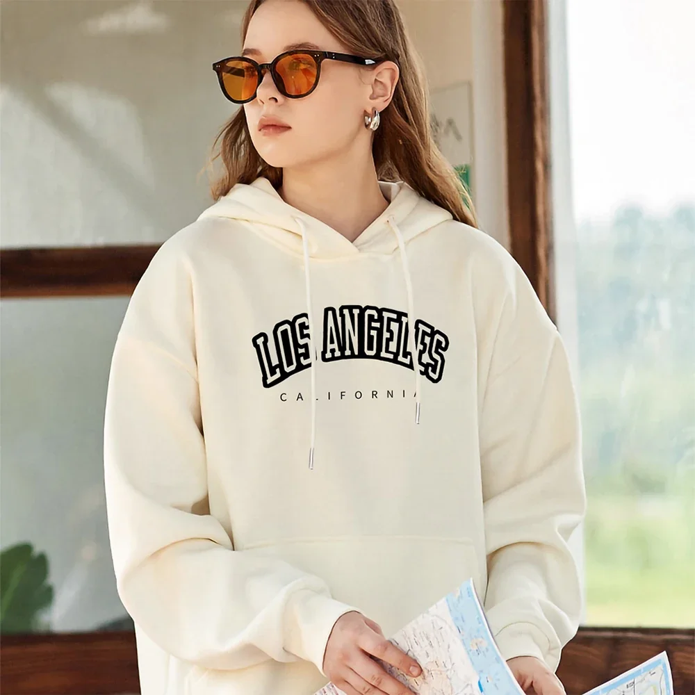 Top Trends: Los Angeles California City Letter Print Hoody For Women Warm Oversize Sweatshirt Casual Street Hip Hop Clothes Female Top Shoppable Styles