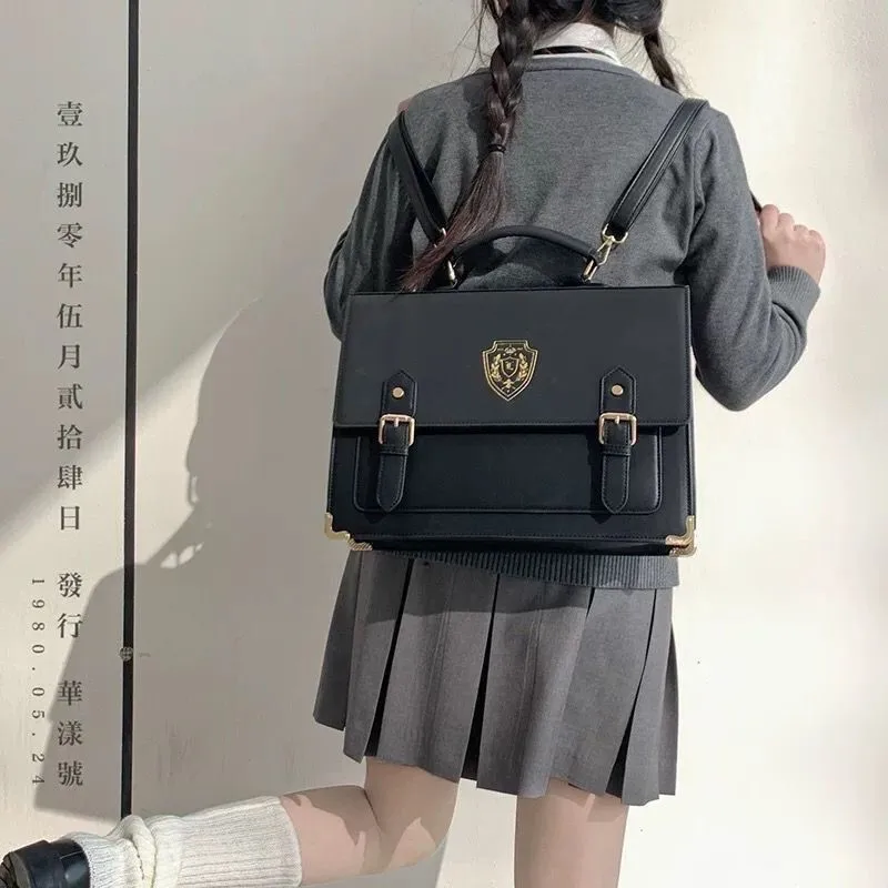 Top Trends: JIAERDI Japanese Jk Backpack Women New Preppy Style Pu Leather Handle Black Backpacks Ladies Vintage Harajuku Aesthetic Mochila Shoppable Styles