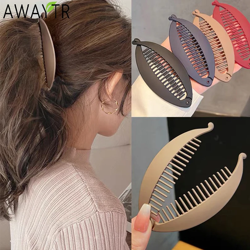 Top Trends: AWAYTR Frosted Fish Shaped Hairpin Ponytail Banana Clip Headband For Women Simple Solid Acrylic Twist Clamp Barrettes Headwear Shoppable Styles