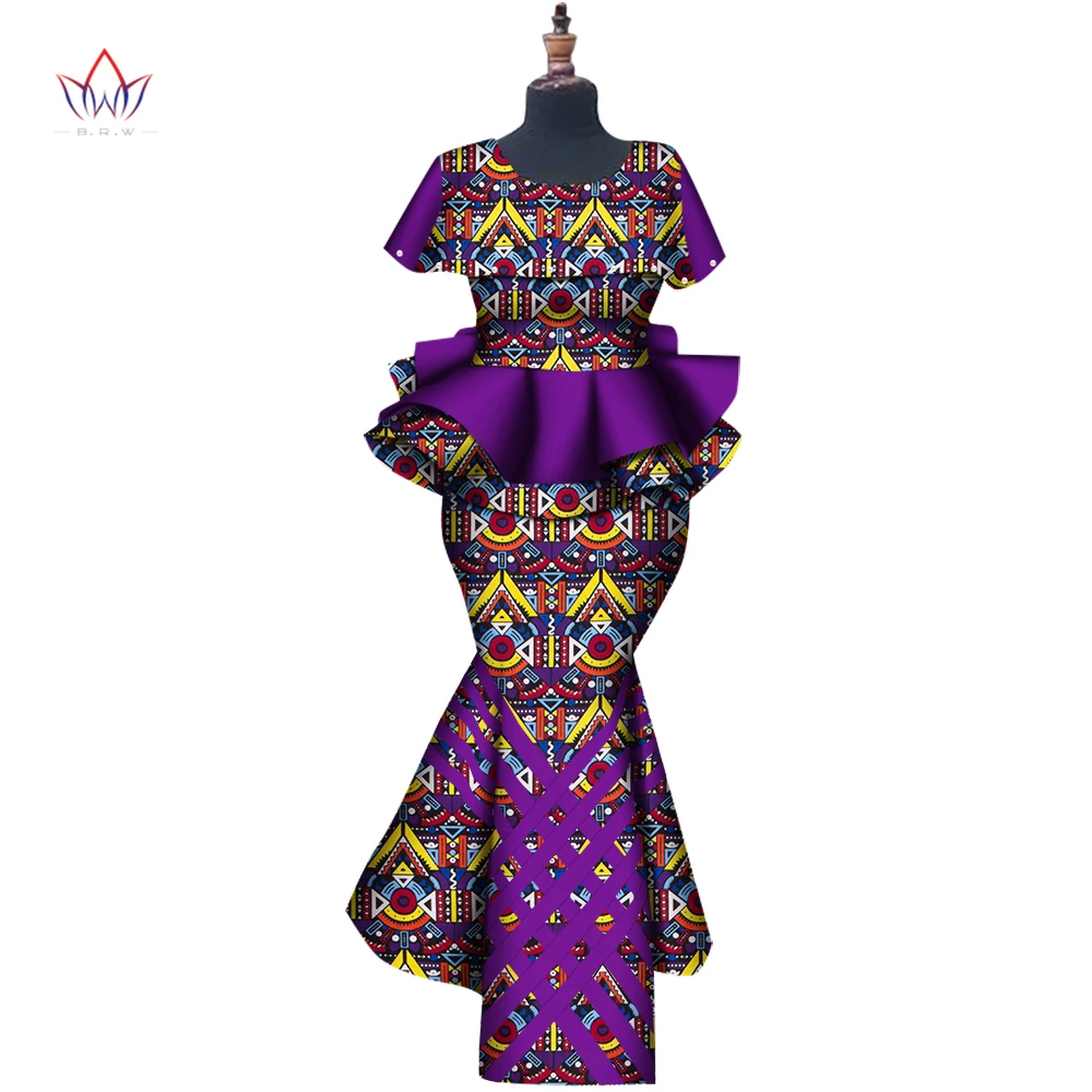 Top Trends: New BintaRealWax Customize African Dresses For Women Elegent Trench V-neck Top And Mermaid Skirt Plus Size 6XL WY8300 Shoppable Styles