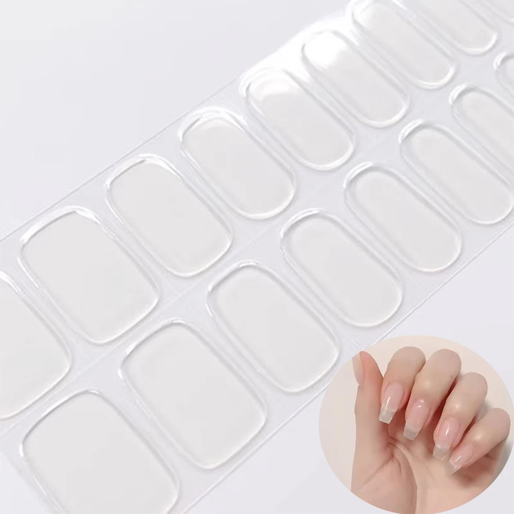 Top Trends: Transparent Color Semi-Cured Gel Nail Wraps Simple Adhesive Waterproof Long Lasting Gel Nail Stickers Harden In UV Lamp Need Shoppable Styles