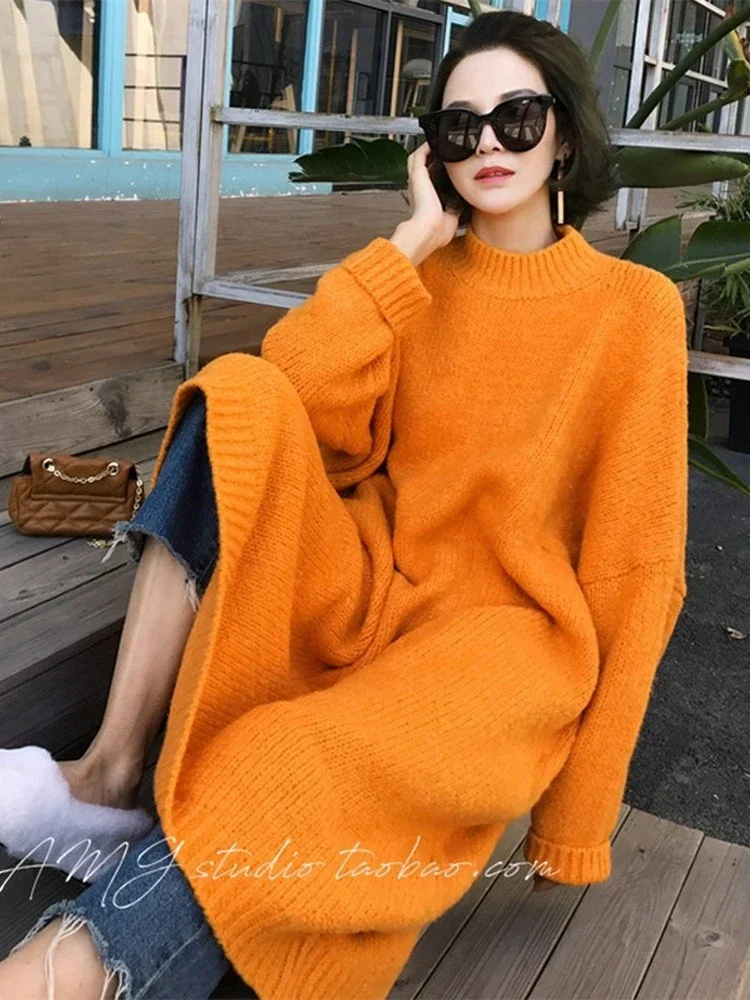 Top Trends: Winter Women Dress Fall Sweater Women Dress Long Sleeve Knitted Dresses Maxi Vintage Oversize Dresses Knitting Thick Warm Purple Shoppable Styles - Image 3