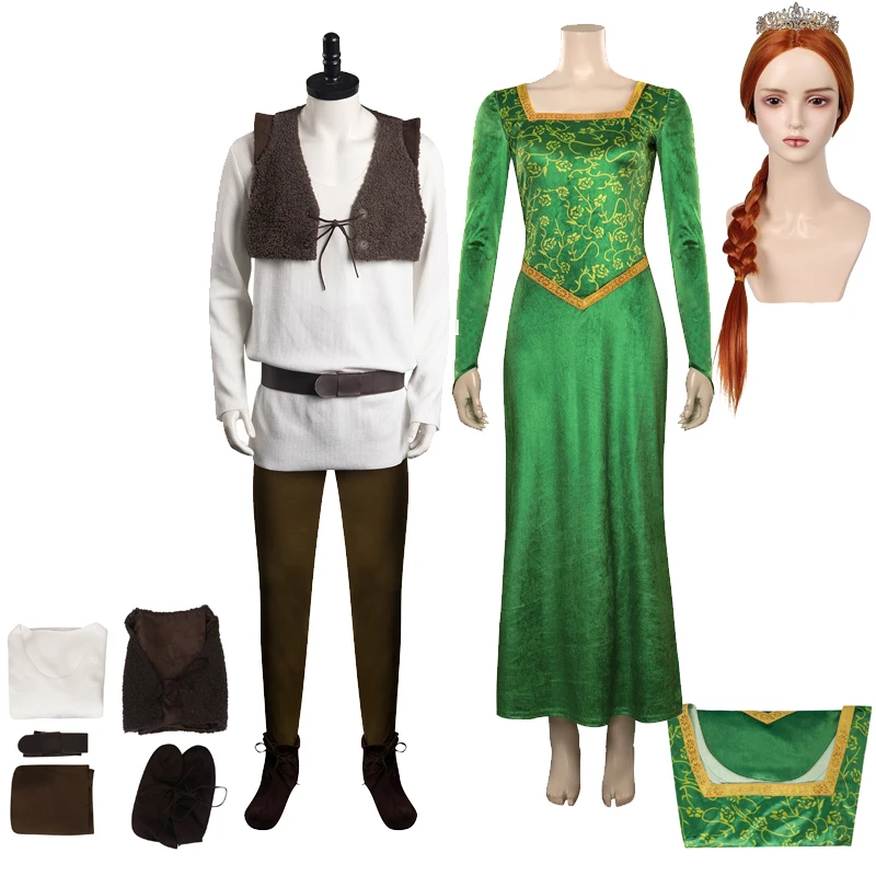 Top Trends: Anime Green Cos Monster Princess Fiona Cosplay Costume Outfits Couple Set Uniform Halloween Carnival Party Role Disguise Clothes Shoppable Styles