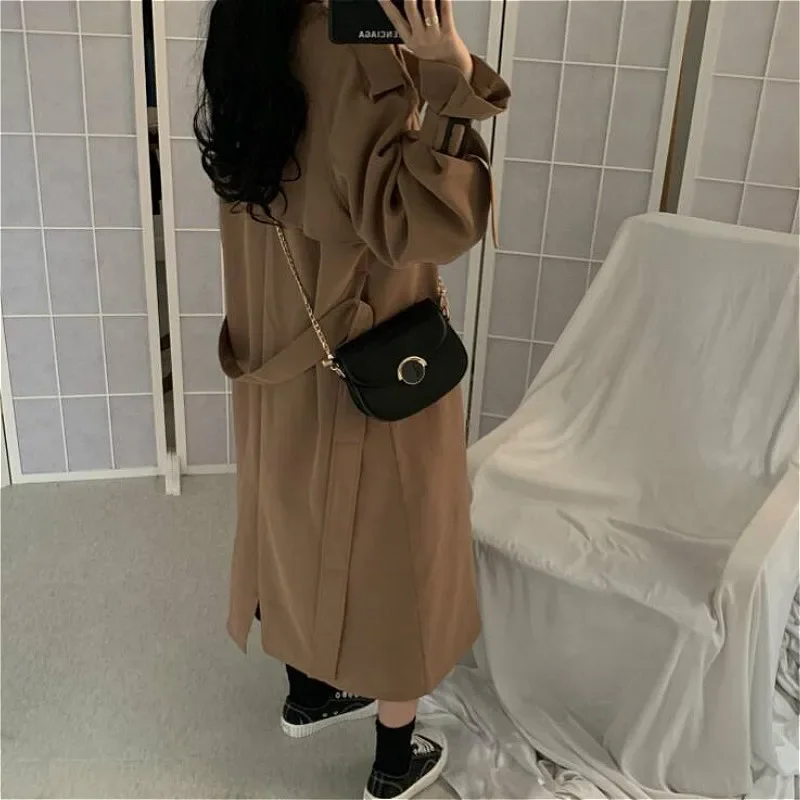 Top Trends: Women Trench Loosely Long Chic England Style Solid Simple Coats Patch Daily Trench Temperament Elegant All-match Clothes Classy Shoppable Styles - Image 2