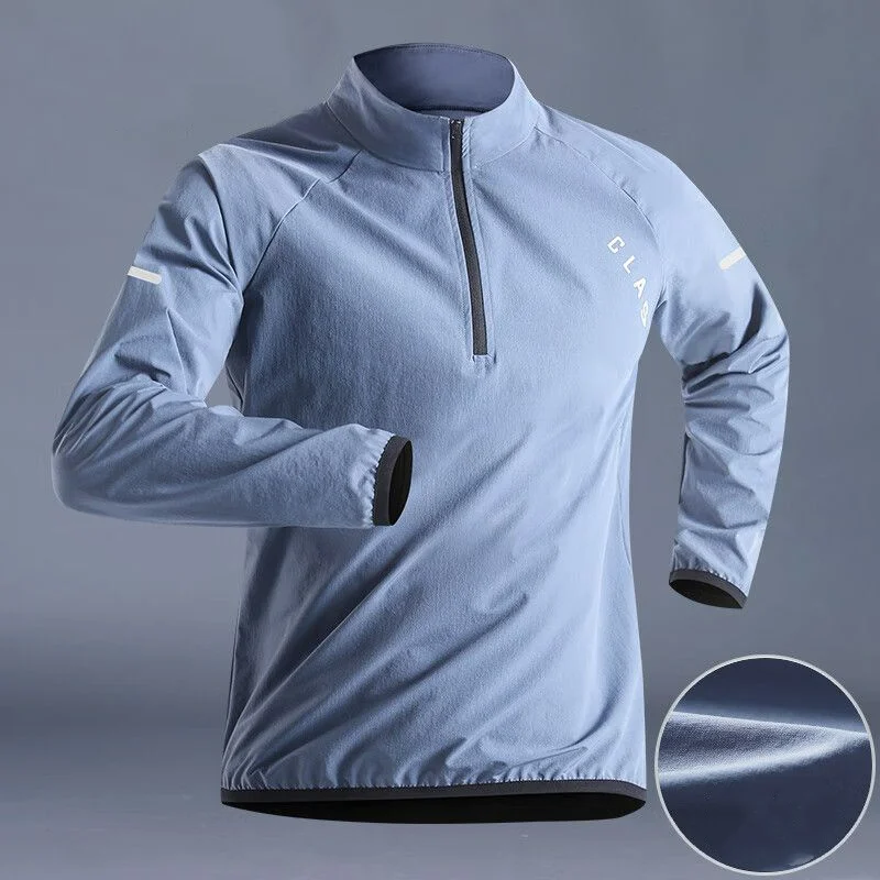 Top Trends: Quick Drying Clothes Men Autumn Sports T-shirt Stand Neck Loose Long Sleeved Outdoor Running Tracksuit Breathable Half Zip Top Shoppable Styles