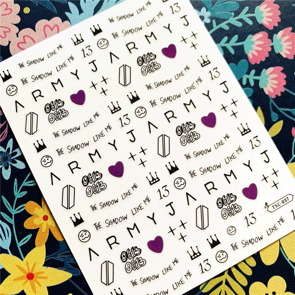 Top Trends: Newest TSC-037 English Letter TSC Series Fashion English Alphabet 3d Nail Art Stickers Decal Template Diy Nail Tool Decoration Shoppable Styles