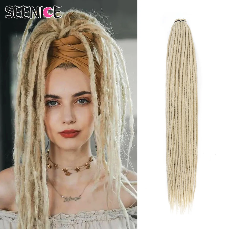 Top Trends: 24"-36" Handmade Dreadlock Synthetic Extensions Straight Crochet Braiding Natural Hair For Afro Women And Men Ombre Black Brown Shoppable Styles