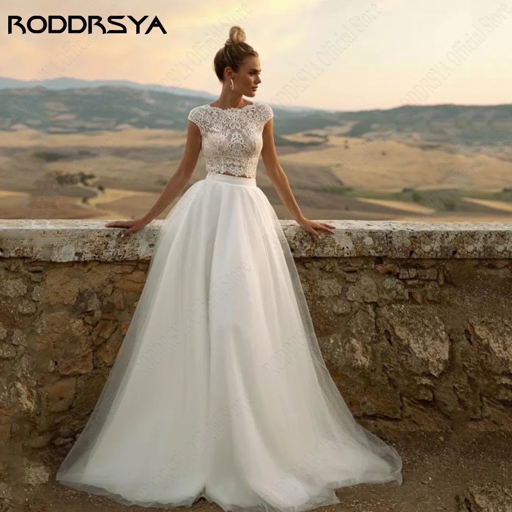 Top Trends: RODDRSYA Classic Wedding Dress For Women 2023 Bride Cap Sleeves Bride Gowns Boho Tulle O-Neck Lace A-Line Vestido De Noiva Shoppable Styles