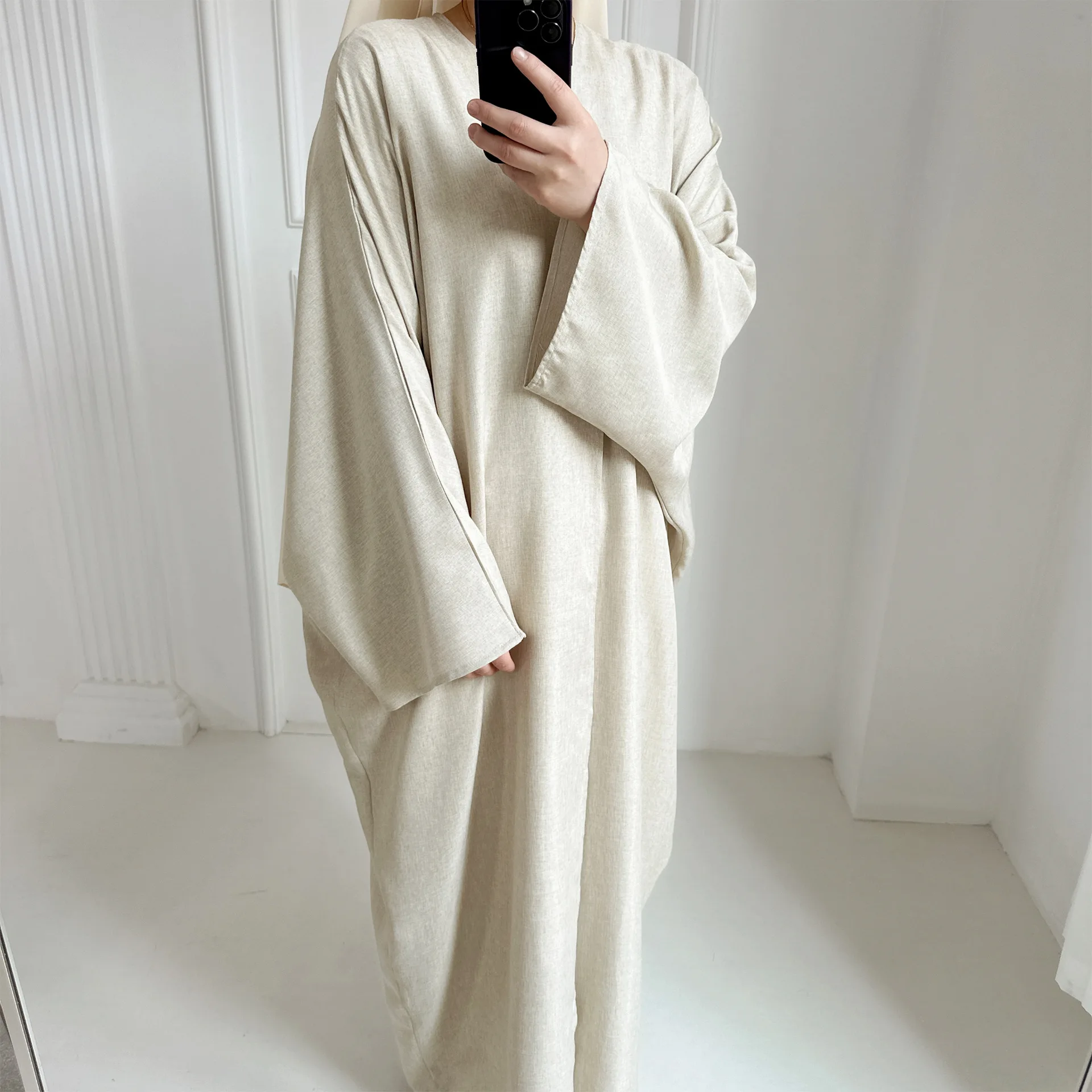 Top Trends: Eid Open Abayas For Women Dubai Plain Loose Cotton Linen Abaya Kimono Turkey Muslim Hijab Dress Islam Modest Outfit Kaftan Robe Shoppable Styles