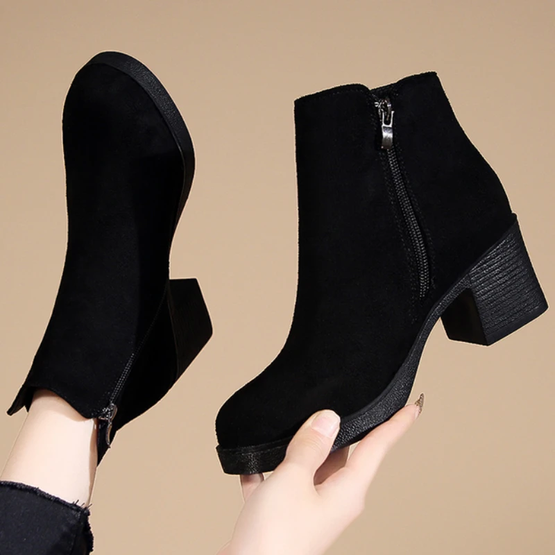 Top Trends: Women Platform Boots Women's Ankle Boots Autumn Fashion Elegant Faux Suede Elegant Concise Solid Colors High Heel Ankle Boots Shoppable Styles