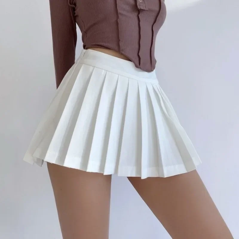 Top Trends: HOUZHOU Pleated Mini Skirt Women Sexy High Waist Asymmetrical Slim A-line Micro Skirt With Shorts Korean Streetwear Y2k Skort Shoppable Styles - Image 5