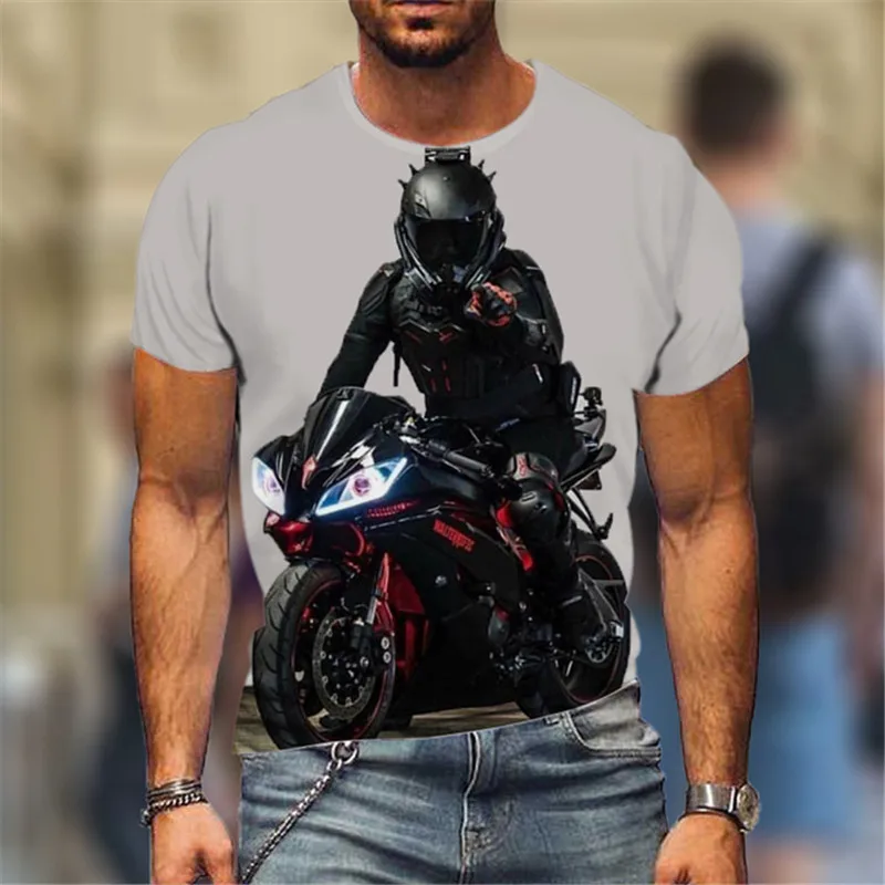 Top Trends: Fashion Street Motorcycle Men T-Shirts Hot Selling Locomotive Pattern 3D Printed Short Sleeve Tees Moto &amp; Biker Hip Hop Man Tops Shoppable Styles