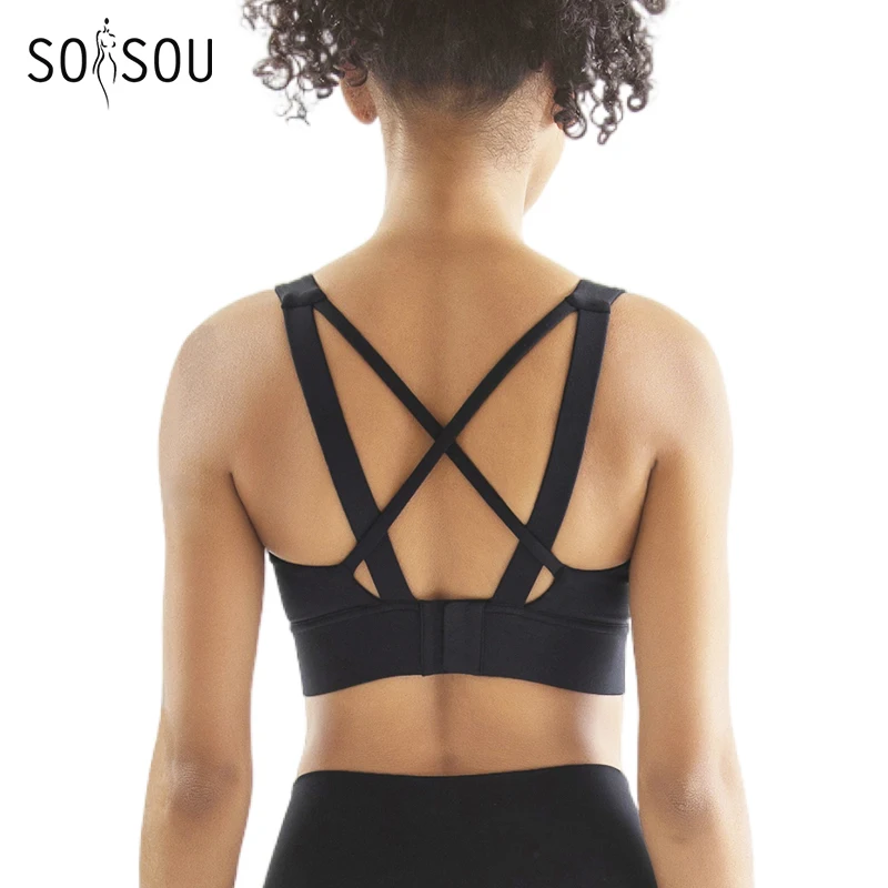 Top Trends: SOISOU Nylon Women Sports Bra Yoga Top Breathable Sexy Cross Back Beauty Underwear Workout Gym Yoga Fitness Tank Top Ladies Bra Shoppable Styles