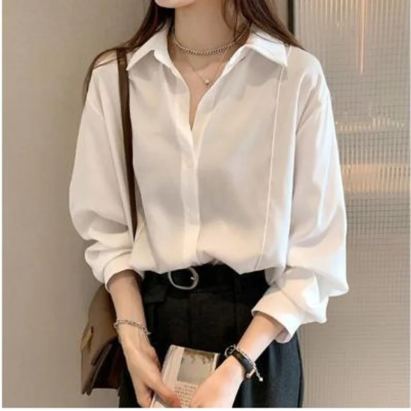 Top Trends: Women's Shirt White Plain Color Loose Oversized Blouse Women's Button Blouse Loose Korean 4 Colors M-4XL Shoppable Styles