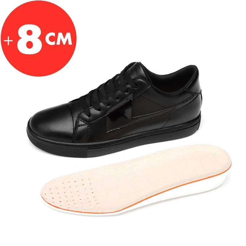 Top Trends: Genuine Leather Sneakers Men Elevator Shoes Casual Heightening Shoes Men Increase Shoes Height Increase Insole 8CM Lift Sports Shoppable Styles