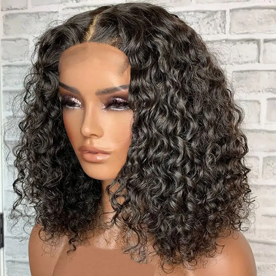 Top Trends: Wear Go Glueless Short Curly Human Hair Bob Wig Deep Water Lace Front Human Hair Wigs Remy Hair 13x5x1 Lace Front Wig For Women Shoppable Styles