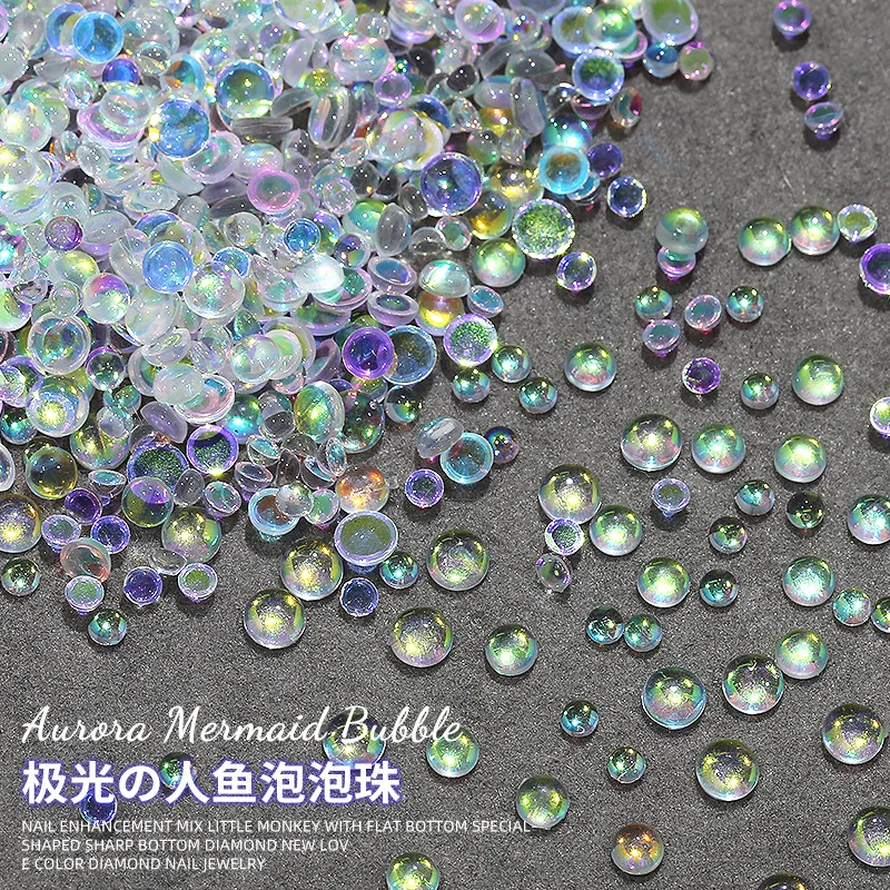 Top Trends: 100PCS Glitter Aurora Pink Clear Flatback Mermaid Bead Semi-ball Bubble Nail Art Rhinestones Jewel Decorations Manicure Charms Shoppable Styles