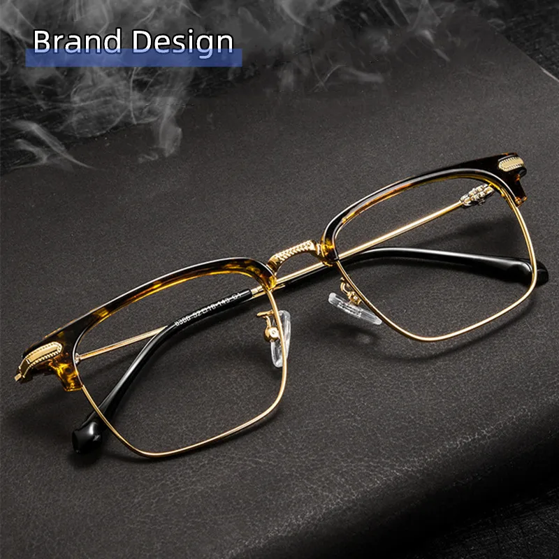 Top Trends: Vintage Square Titanium Alloy Glasses Half-Frame Brand Design Anti Blue Light Reading Glasses For Men Women Reader + 1.75 2.5 3.0 Shoppable Styles - Image 2