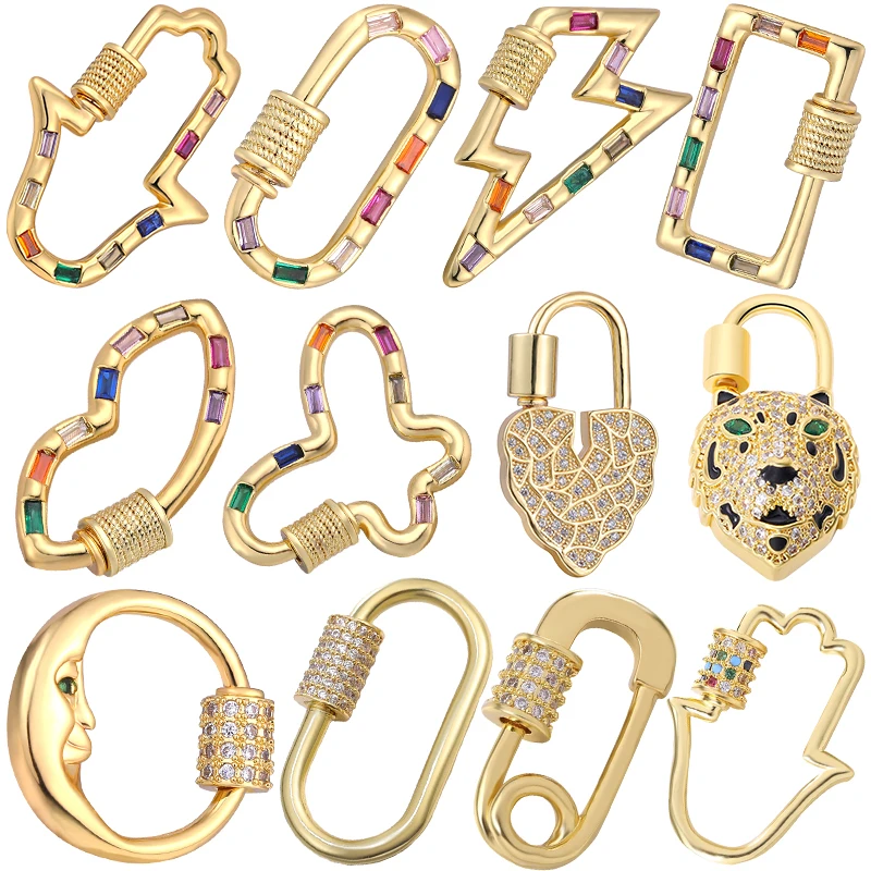 Top Trends: Juya Handmade 18K Real Gold Plated Decoration Screw Locks Carabiner Clasps Accessories For DIY Needlework Pendant Jewelry Making Shoppable Styles