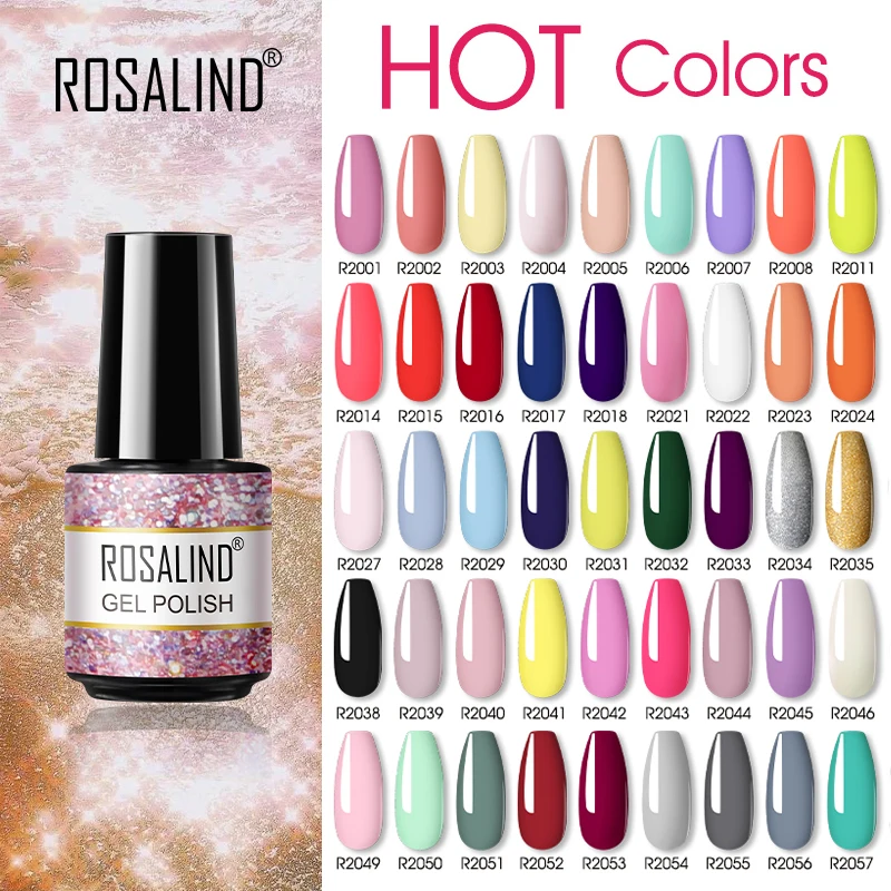 Top Trends: ROSALIND Gel Nail Polish Semi Permanent Hybrid Varnishes Nail Art Base Matte Top Coat Need UV Lamp Soak Off Nail Gel Polish Shoppable Styles