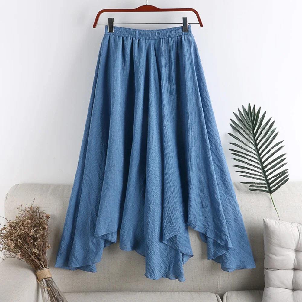 Top Trends: Black White Blue Linen Skirt Bohemian Long Irregular Skirt Summer Beach Skirt Girl Shoppable Styles