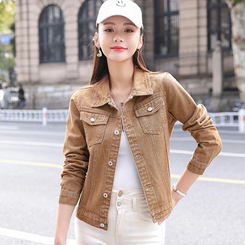 Top Trends: Vintage Cropped Jacket Women Short Coat Denim Jacket Jeans Cowboy Outerwear Black White Khaki Ladies Top Spring Summer Clothes Shoppable Styles