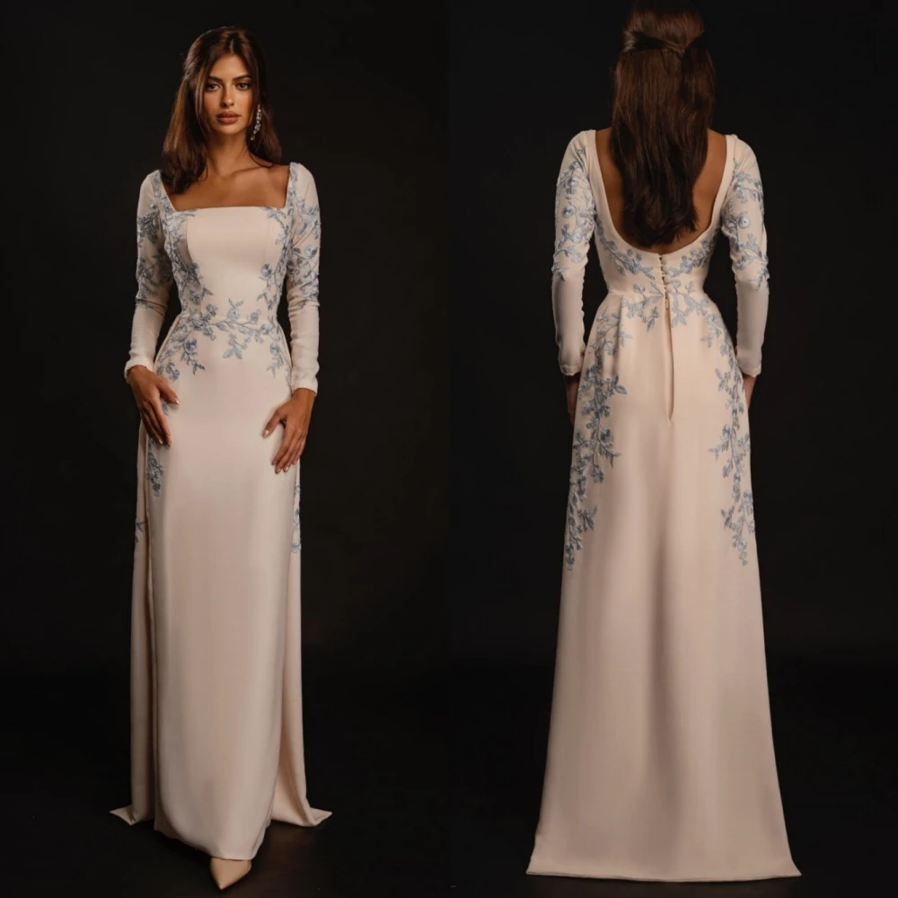 Top Trends: Prom Dresses Exquisite Square Sheath Evening Embroidery Flower Vertically Satin Formal Occasion Gown فساتين كوكتيلفستان Shoppable Styles