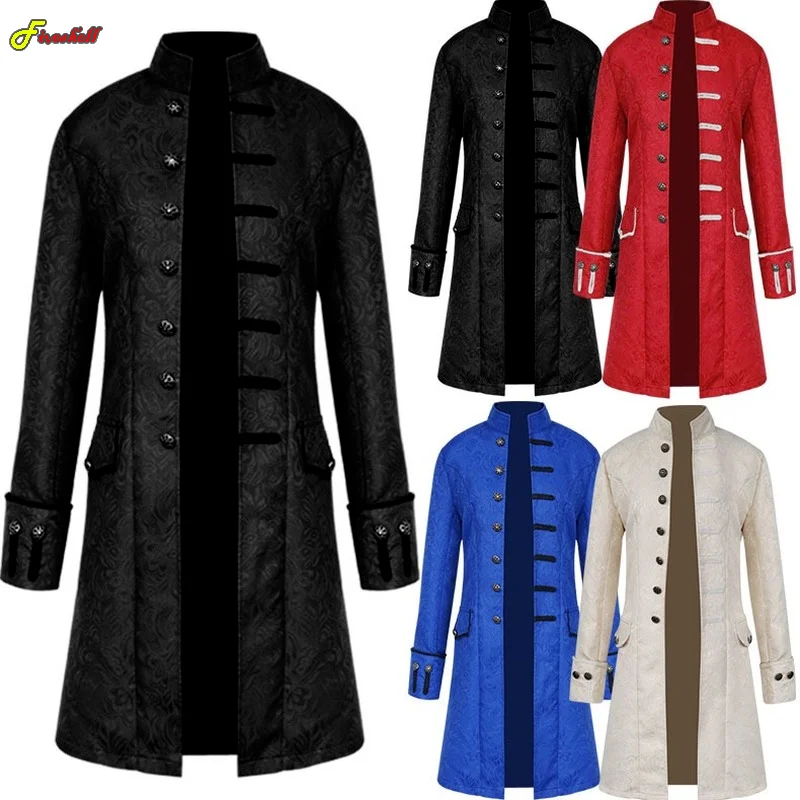 Top Trends: Plus Size Men Gothic Steampunk Medieval Costume Victorian Renaissance Jacquard Stand Collar Larp Halloween Cosplay Jacket Coat Shoppable Styles