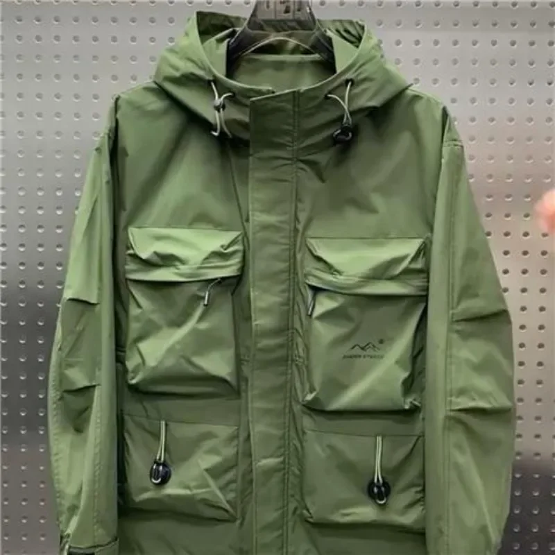 Top Trends: Spring Autumn Men Jacket Hooded Windbreaker Korean Fashion Windproof Pockets Outdoor Coat Long Sleeve Zipper Trench Coat Shoppable Styles - Image 6