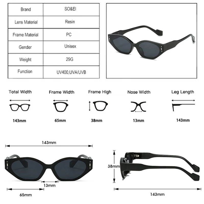 Top Trends: SO&EI Retro Small Cat Eye Polygon Sunglasses Women Fashion Double Color Eyewear Men Rivets Sun Glasses Shades UV400 Shoppable Styles - Image 5