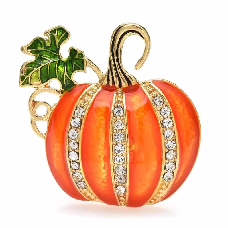 Top Trends: Wuli&baby Enamel Pumpkin Brooches For Women Classic Rhinestone Halloween Brooch Pin Gifts Shoppable Styles